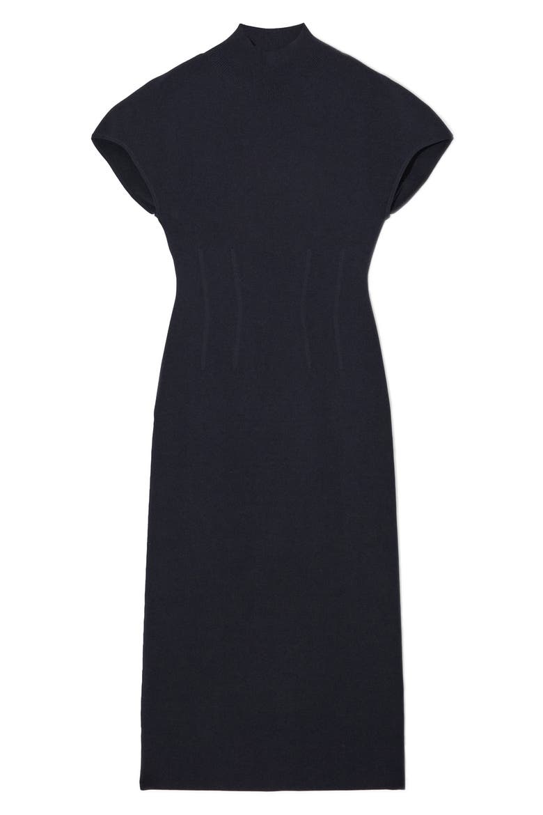 Mock Neck Corset Sweater Dress, Alternate, color, BLUE DARK