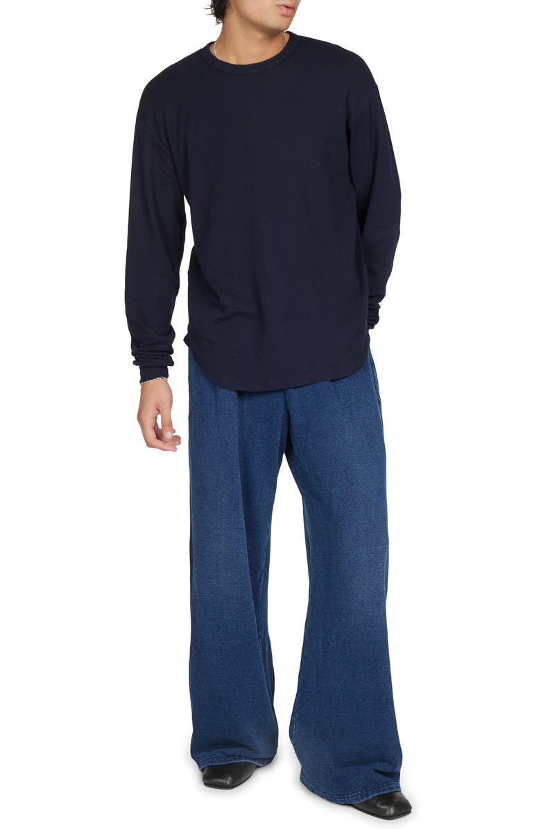 Les Tien Double Jersey Baseball Hem Tee, Alternate, color, Navy