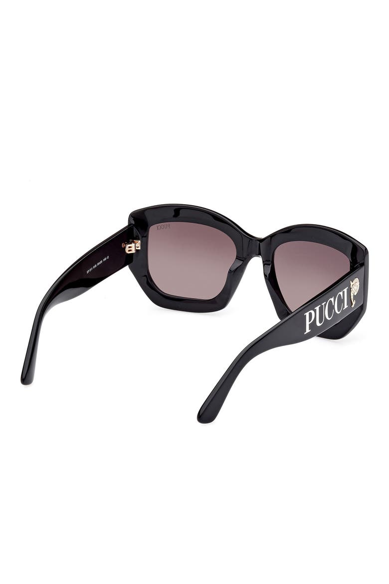 54mm Geometric Sunglasses, Alternate, color, BLACK/ GOLD / GRADIENT SMOKE