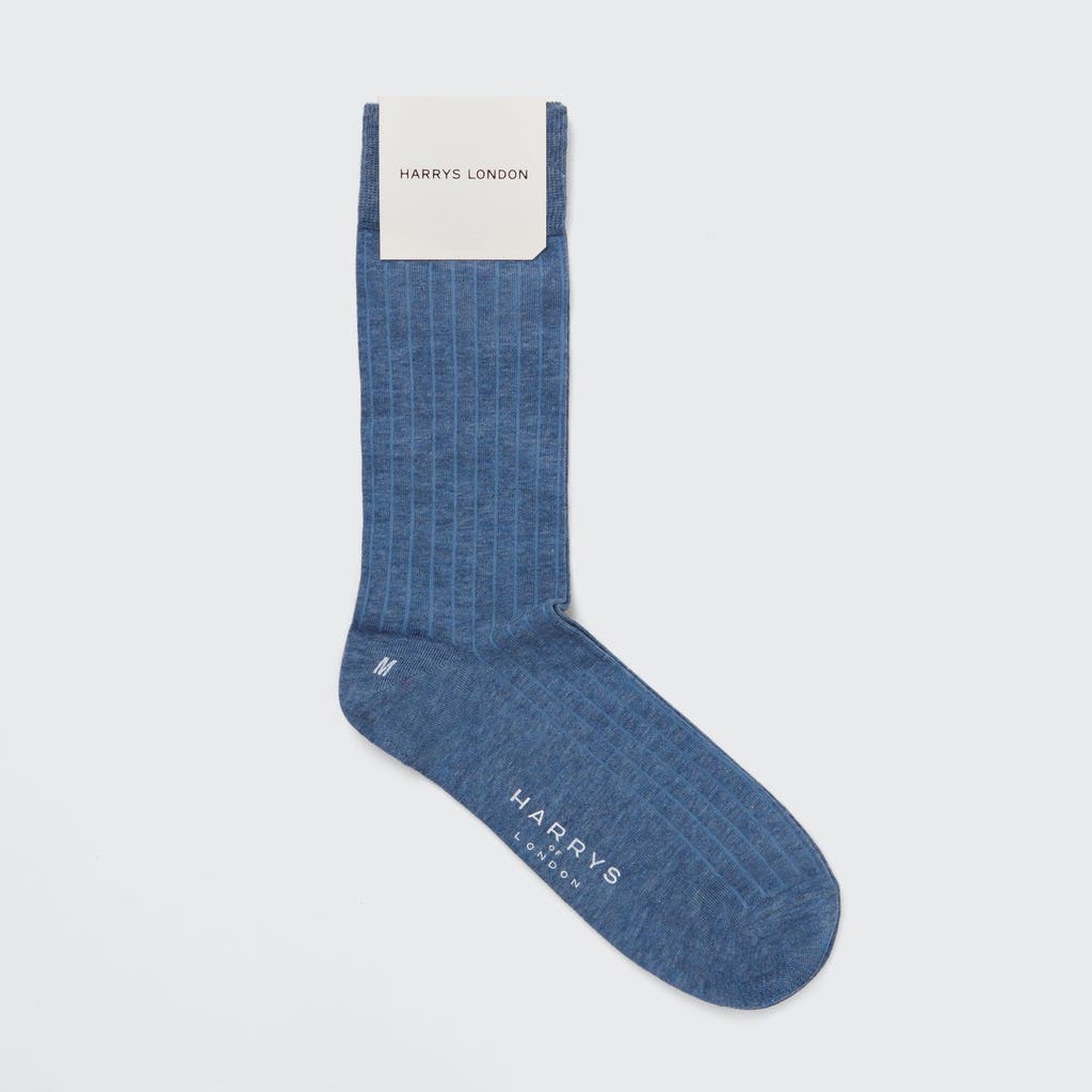 Harrys London Ribbed Cotton Socks in Denim  product