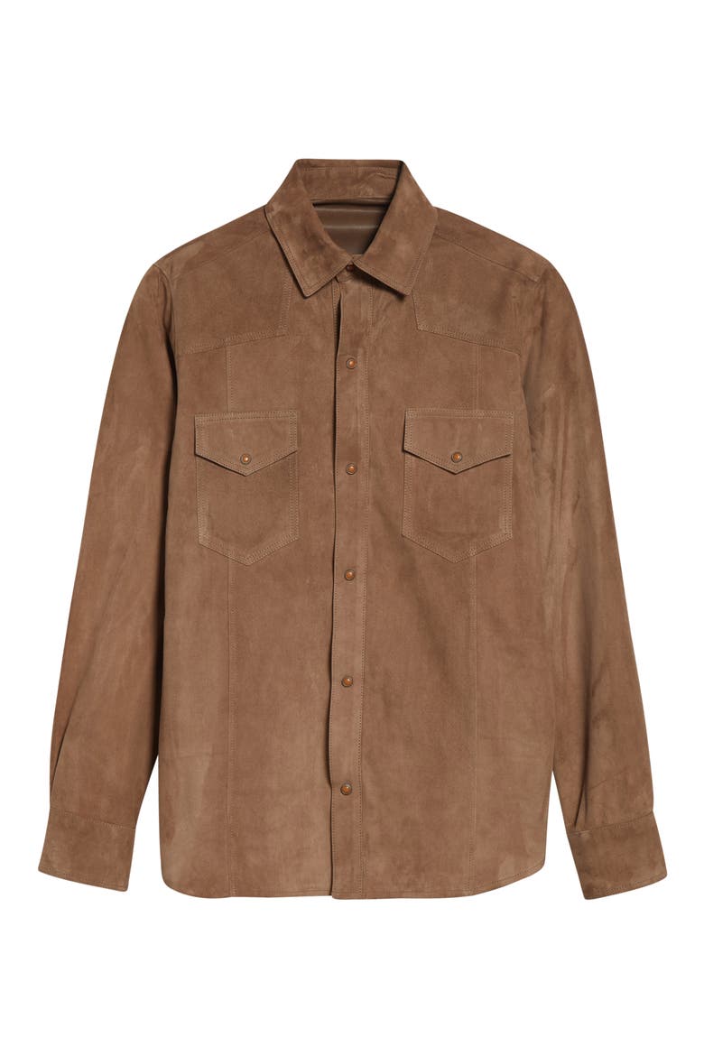 Suede Snap-Up Western Shirt, Alternate, color, 05 BROWN