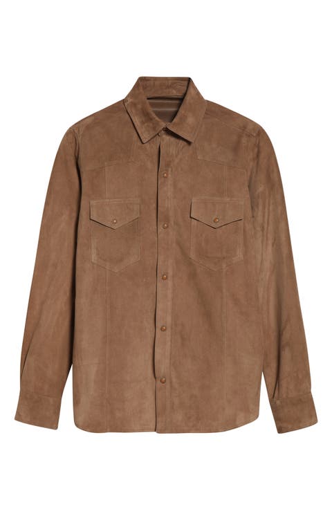 Suede Snap-Up Western Shirt