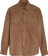 Eleventy Suede Snap-Up Western Shirt