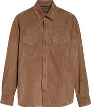 Eleventy Suede Snap-Up Western Shirt