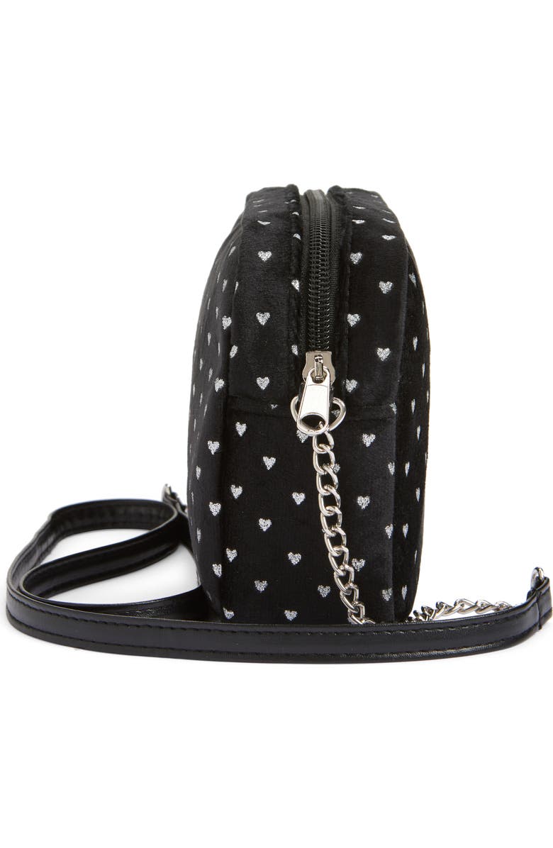 Capelli New York Kids' Velvet Glitter Heart Bag, Alternate, color, Black Combo