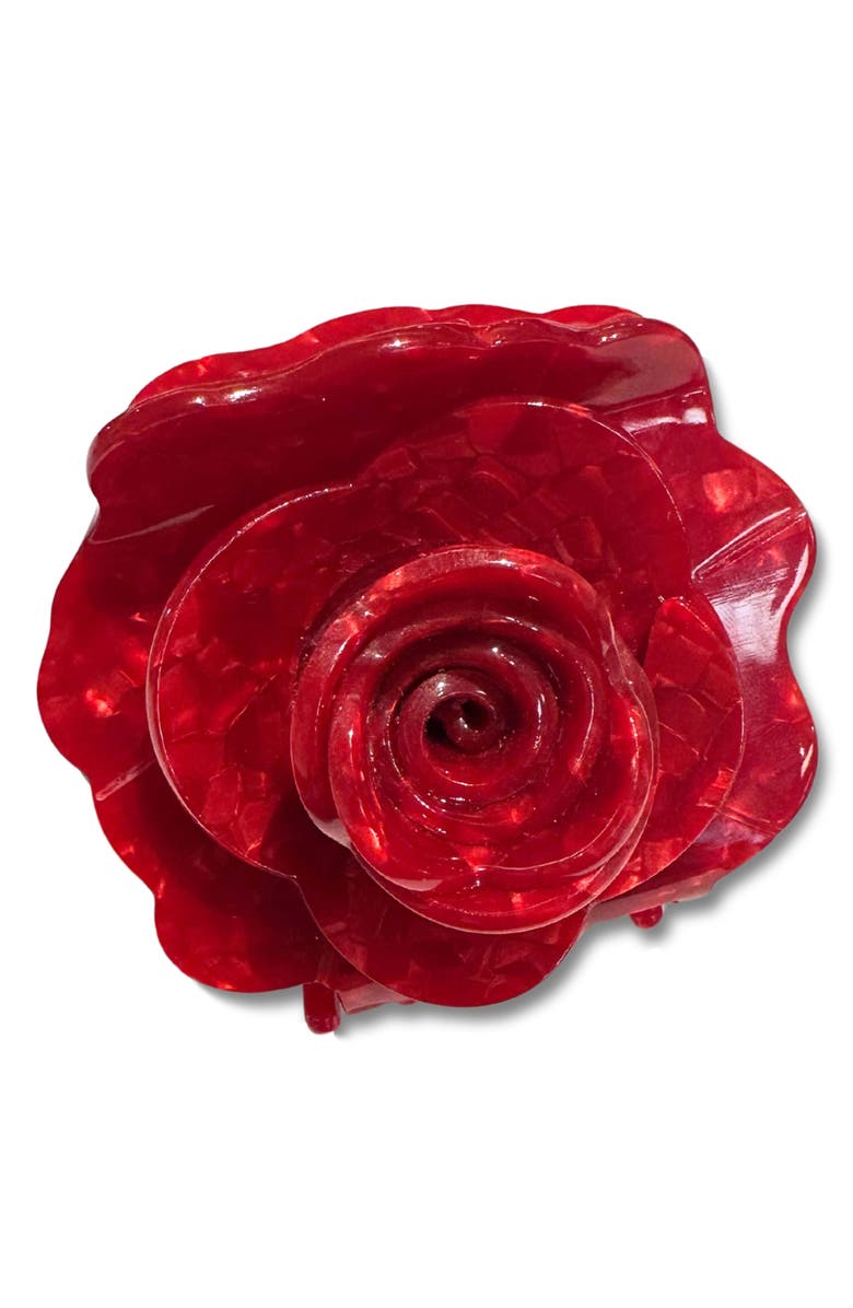 Solar Eclipse Origami Rose Claw Clip, Main, color, Red