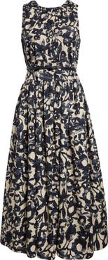 Max Mara Marlena Print Sleeveless Belted Dress