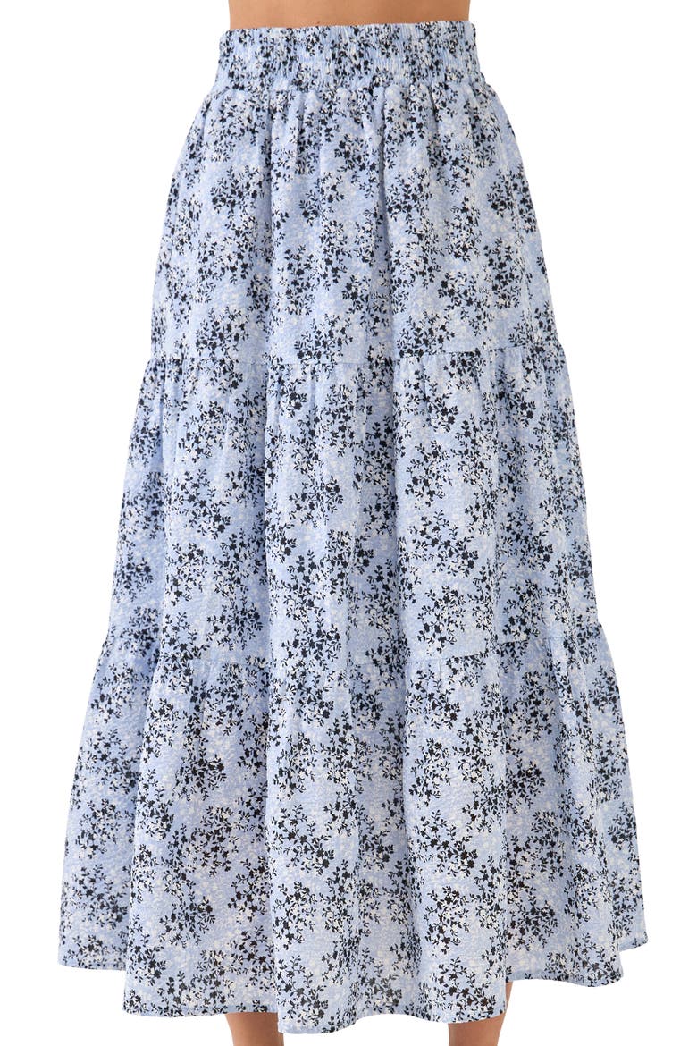 Floral Cotton Maxi Skirt, Alternate, color, BLUE MULTI