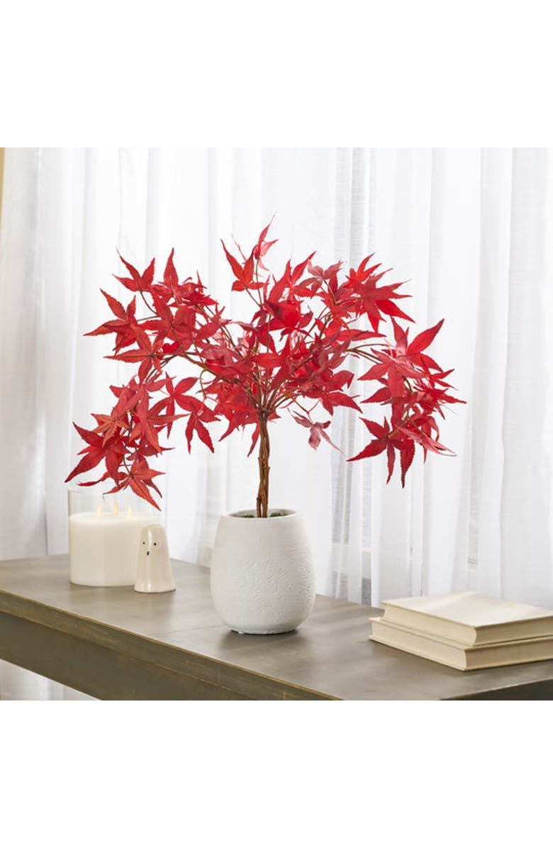 Darby Creek Trading Faux Japanese Maple Bonsai Style Topiary Potted Tree, Alternate, color, Red