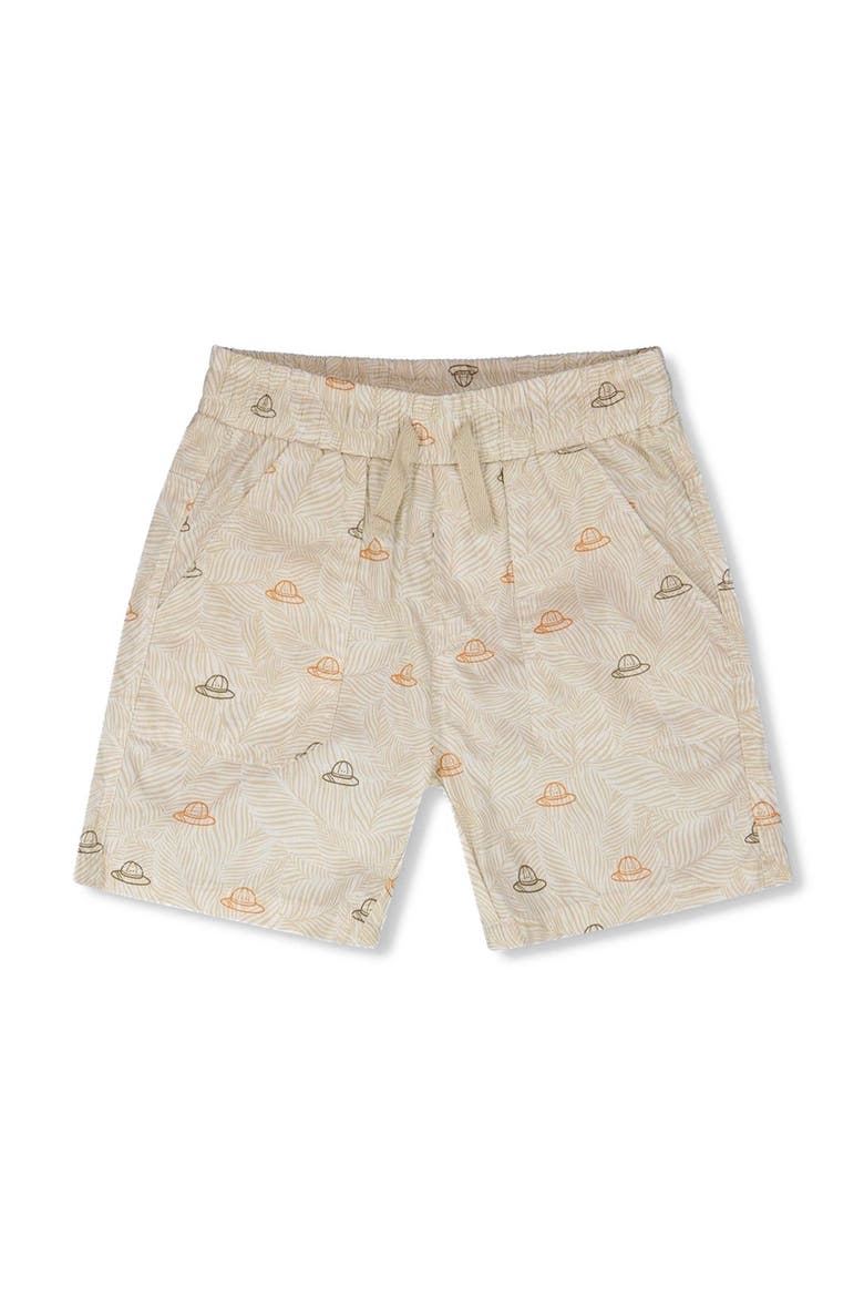 Elastic Waist Safari Print Poplin Shorts, Main, color, Beige Safari Print