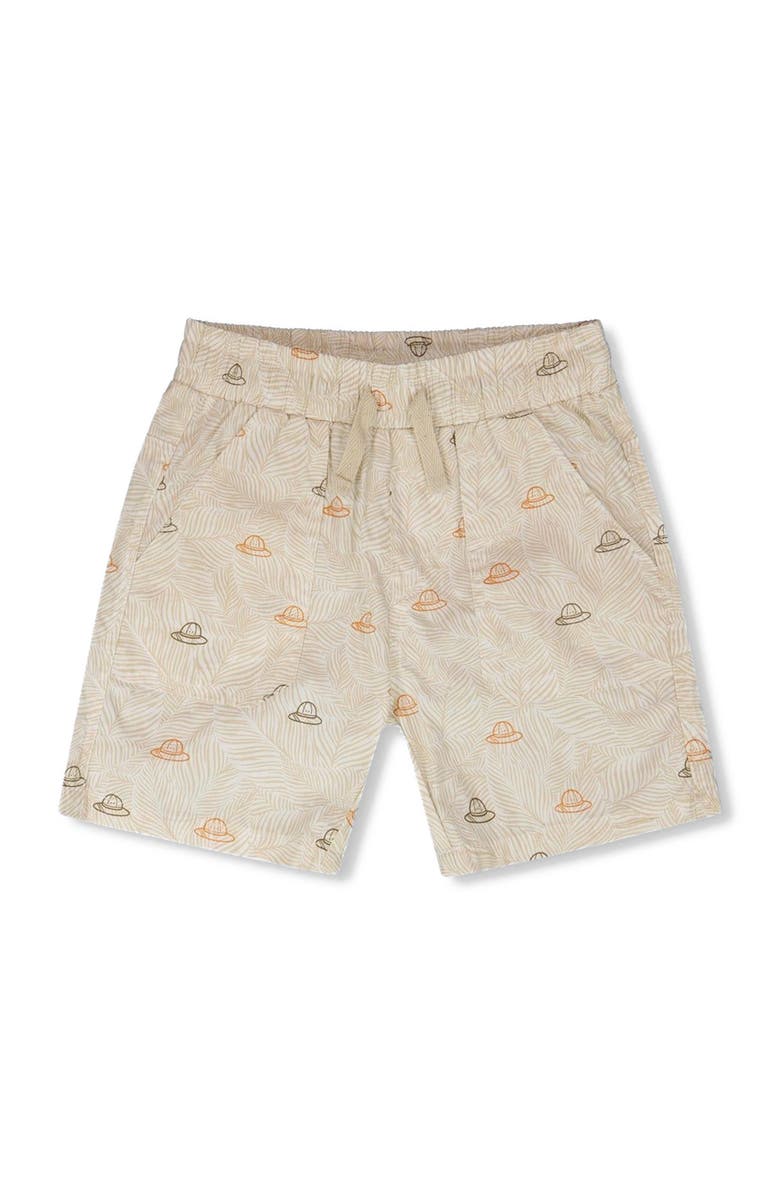 Deux par Deux Elastic Waist Safari Poplin Shorts, Main, color, Beige Safari Print