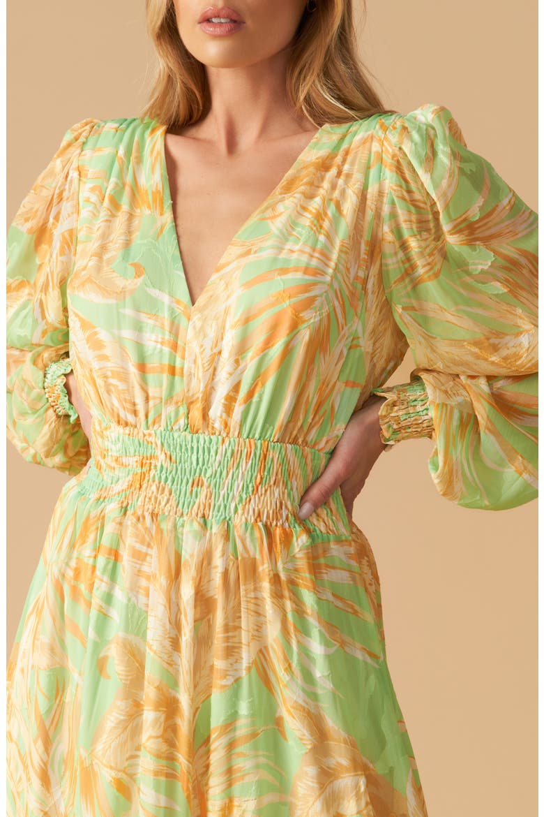 Palm Frond Print Maxi Dress, Alternate, color, SAGE