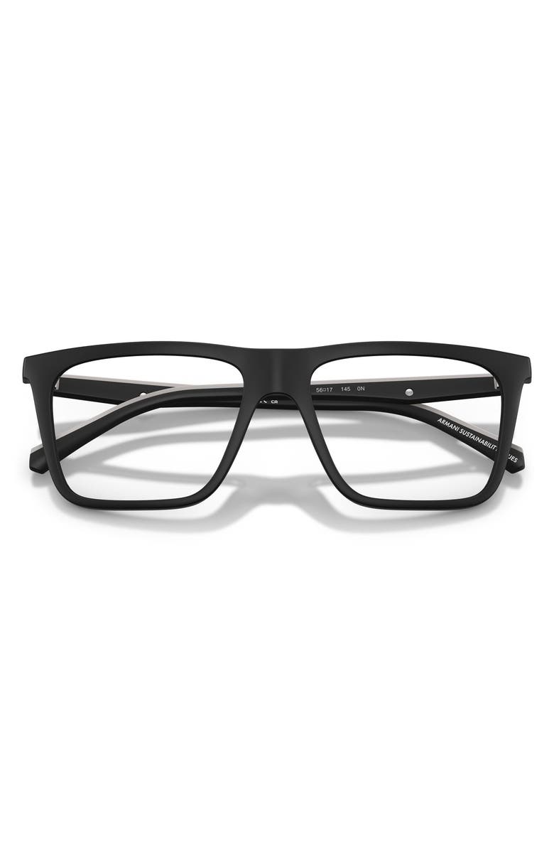 Emporio Armani 54mm Square Optical Glasses, Alternate, color, Matte Black / Clear