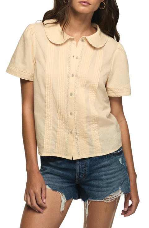 Short Sleeve Peter Pan Button Up Shirt