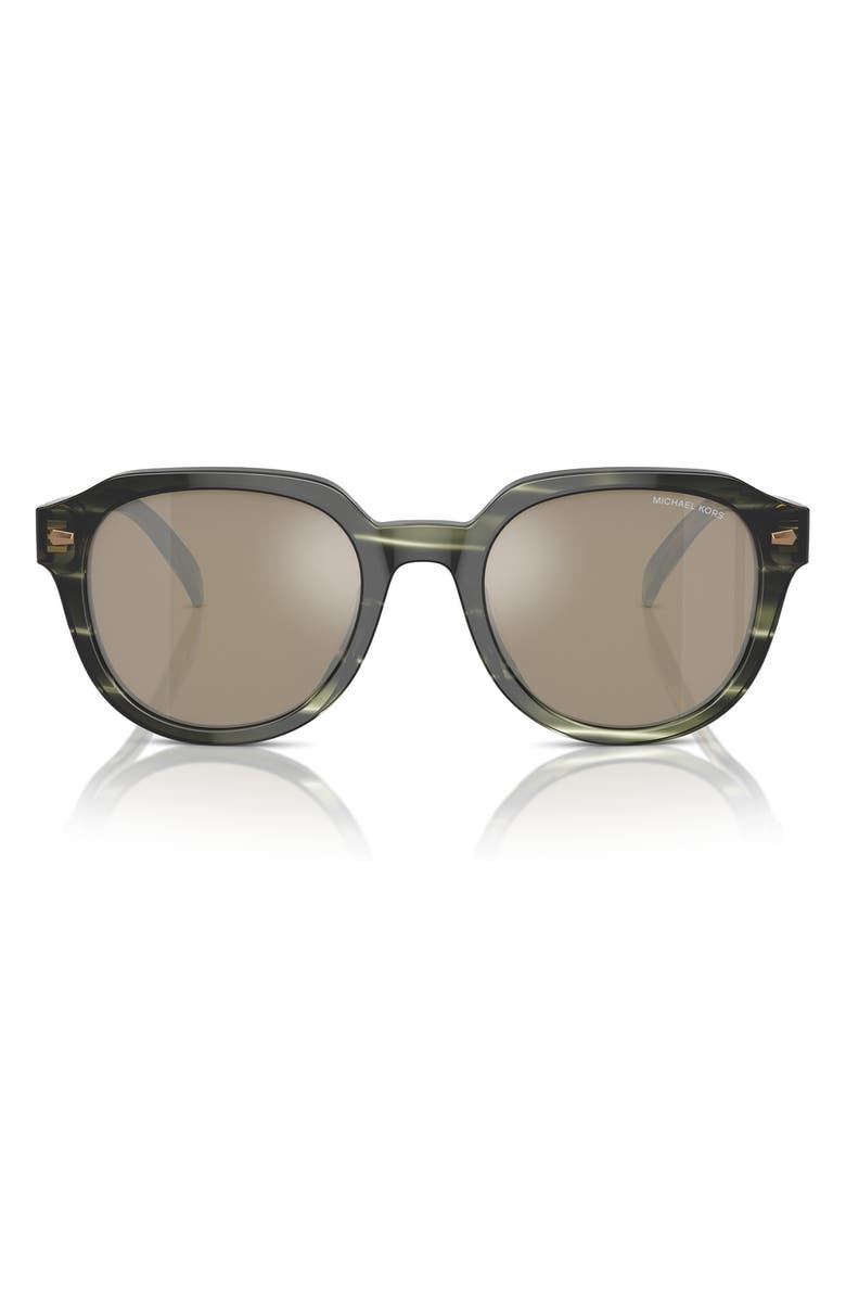 Michael Kors Eger 52mm Round Sunglasses, Main, color, Olive