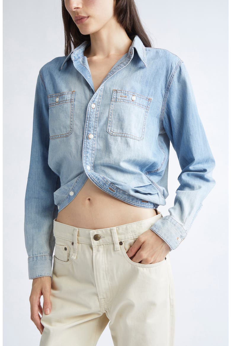 Wrap Around Denim Work Shirt, Alternate, color, RIVER BLUE