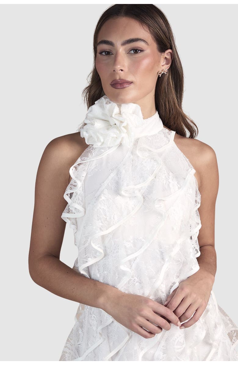 Coast Lace Frill Mini Bridal Dress, Alternate, color, Ivory