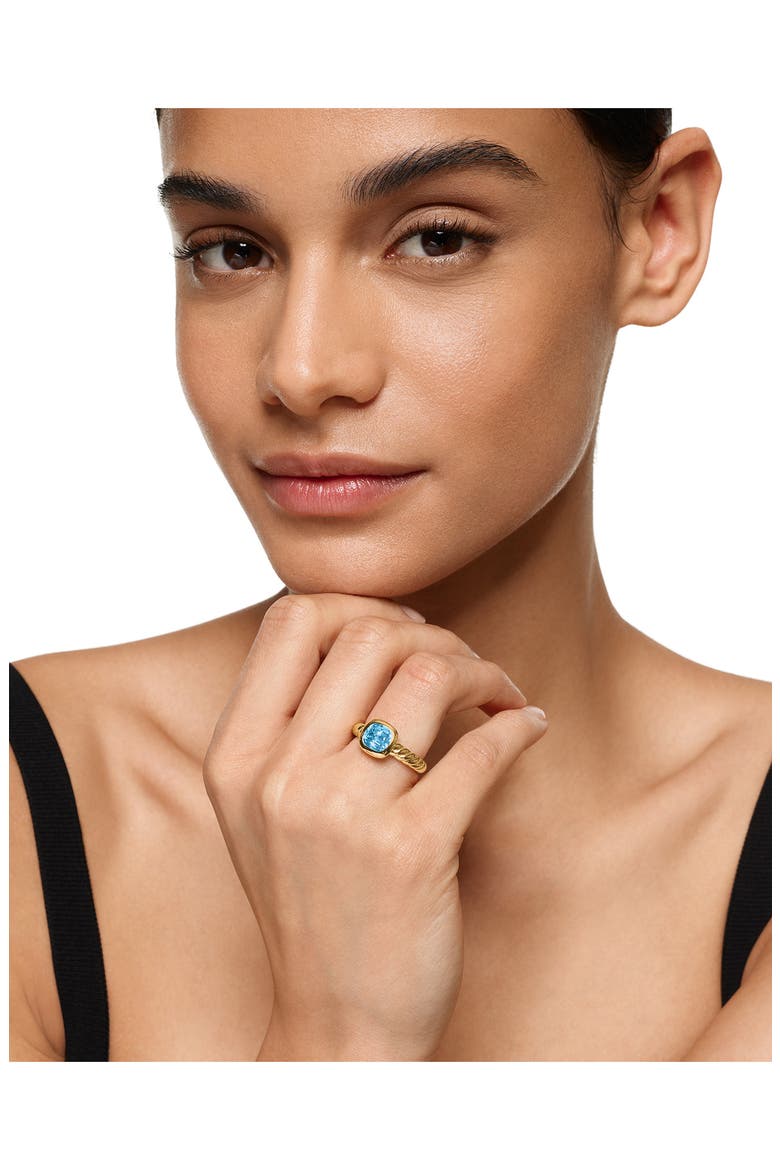 DY Mercer® Stone Ring in 18K Yellow Gold with Sky Blue Topaz, 7mm, Alternate, color, SKY BLUE TOPAZ