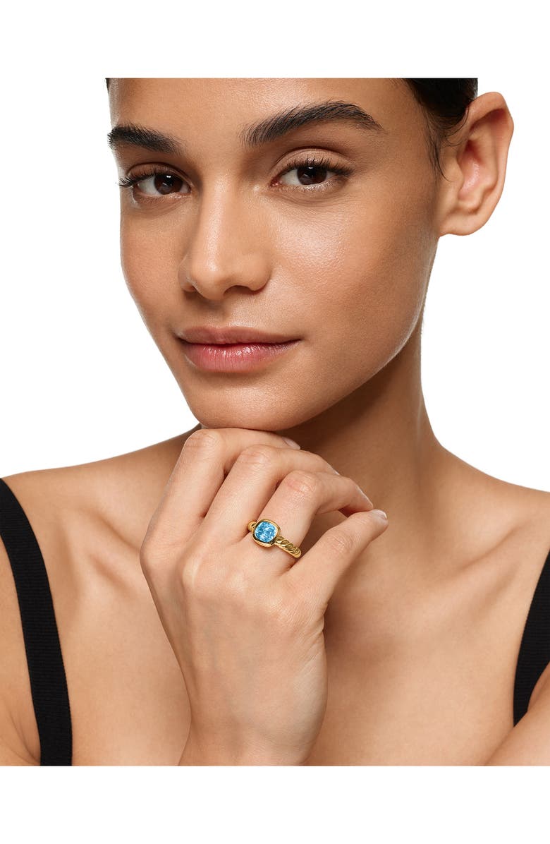 David Yurman DY Mercer<sup>®</sup> Stone Ring in 18K Yellow Gold with Sky Blue Topaz, 7mm, Alternate, color, Sky Blue Topaz