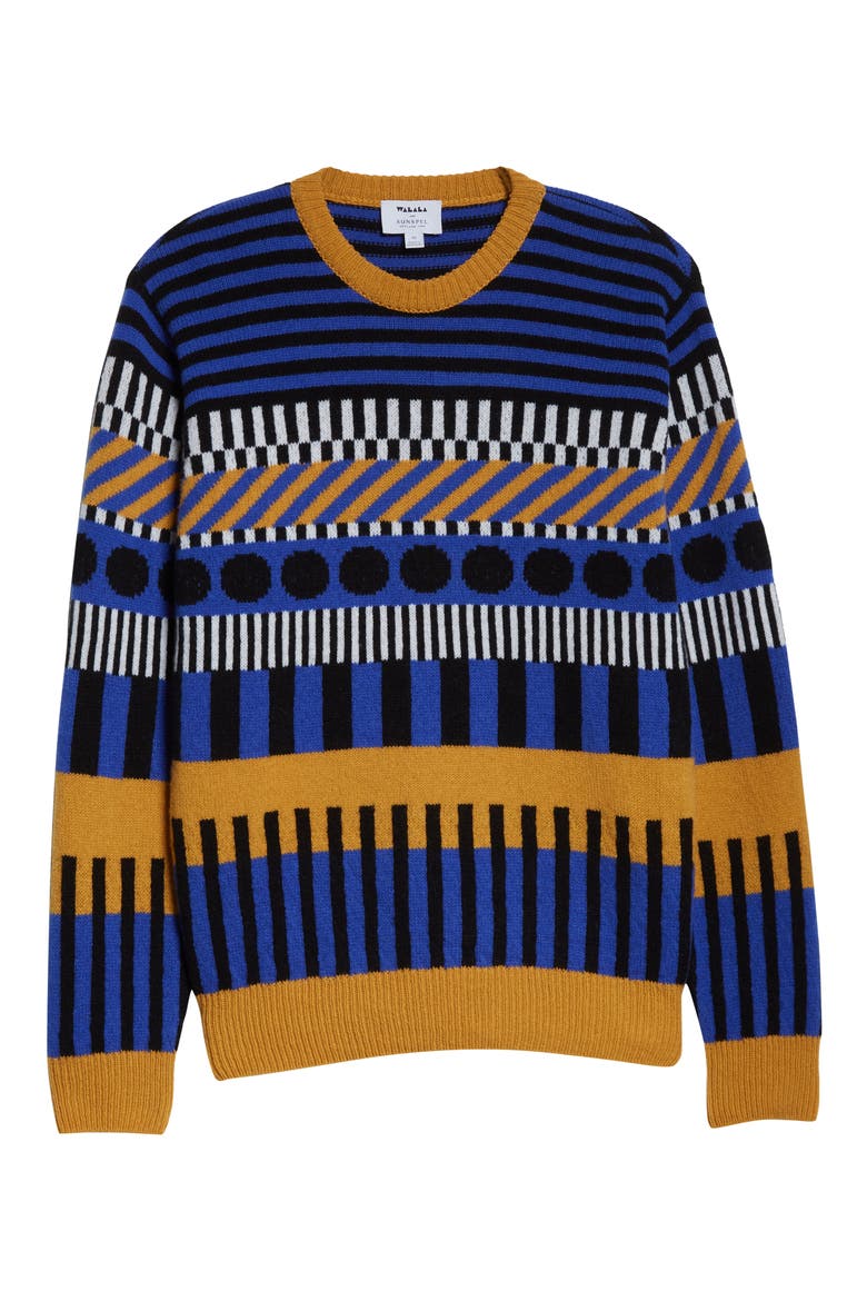 x Camille Walala Fair Isle Lambswool Sweater, Alternate, color, NAVY/ ECRU FLOWER
