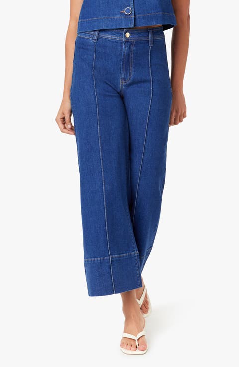 Denver Wide Leg Crop Jeans (Cornflower Blue)
