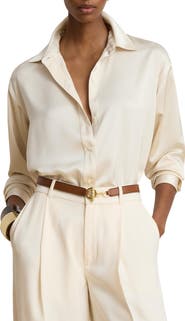 Lauren Ralph Lauren Relaxed Fit Satin Charmeuse Shirt