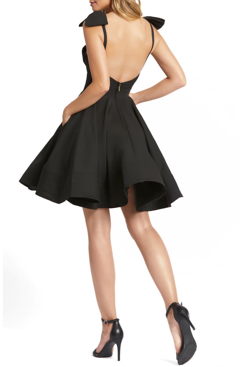 Bow Fit & Flare Cocktail Dress, Alternate, color, BLACK