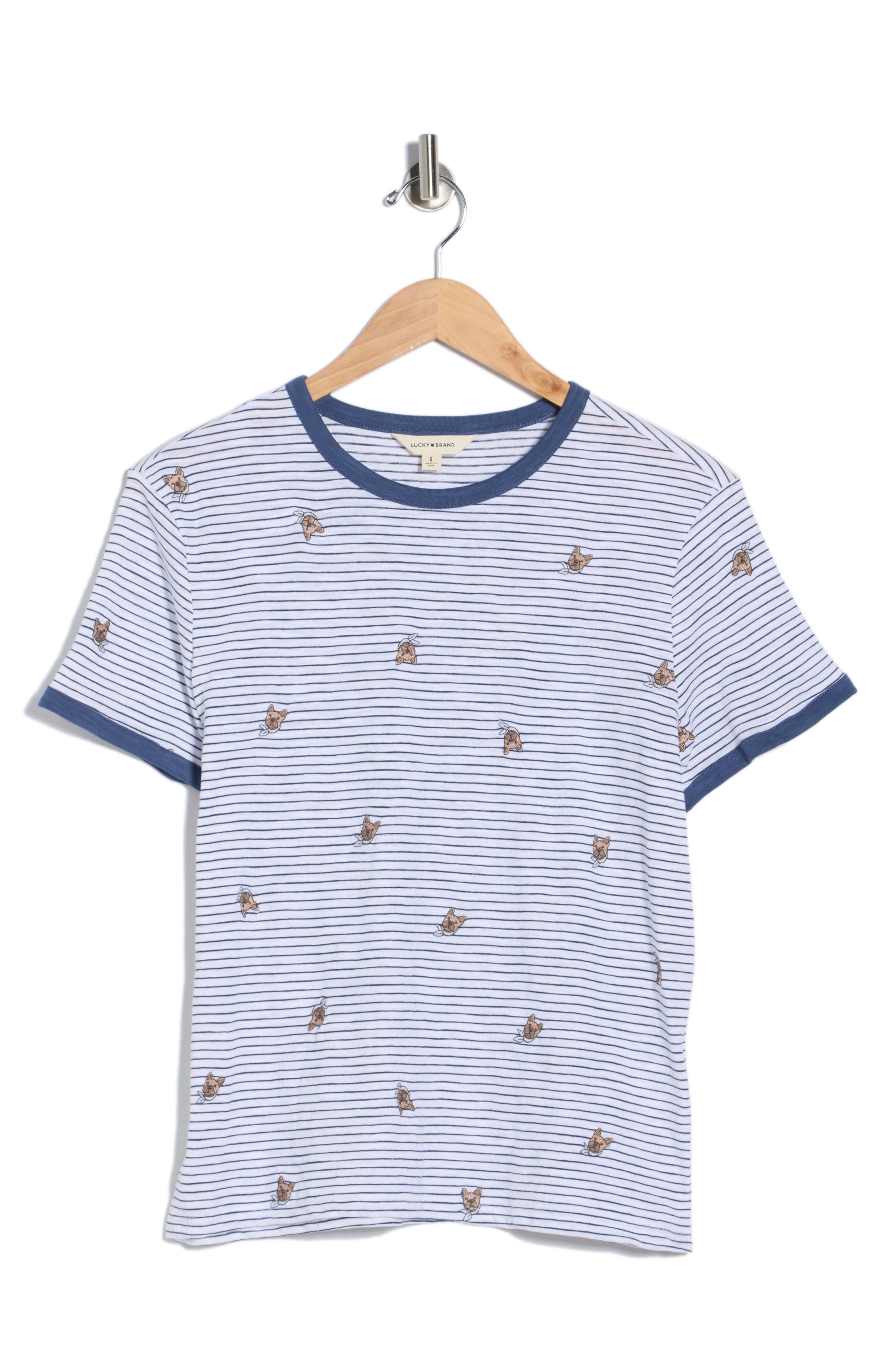 Lucky Brand Dog Embroidered Cotton T-Shirt