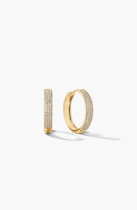 Bold Pavé Diamond Medium Hoops