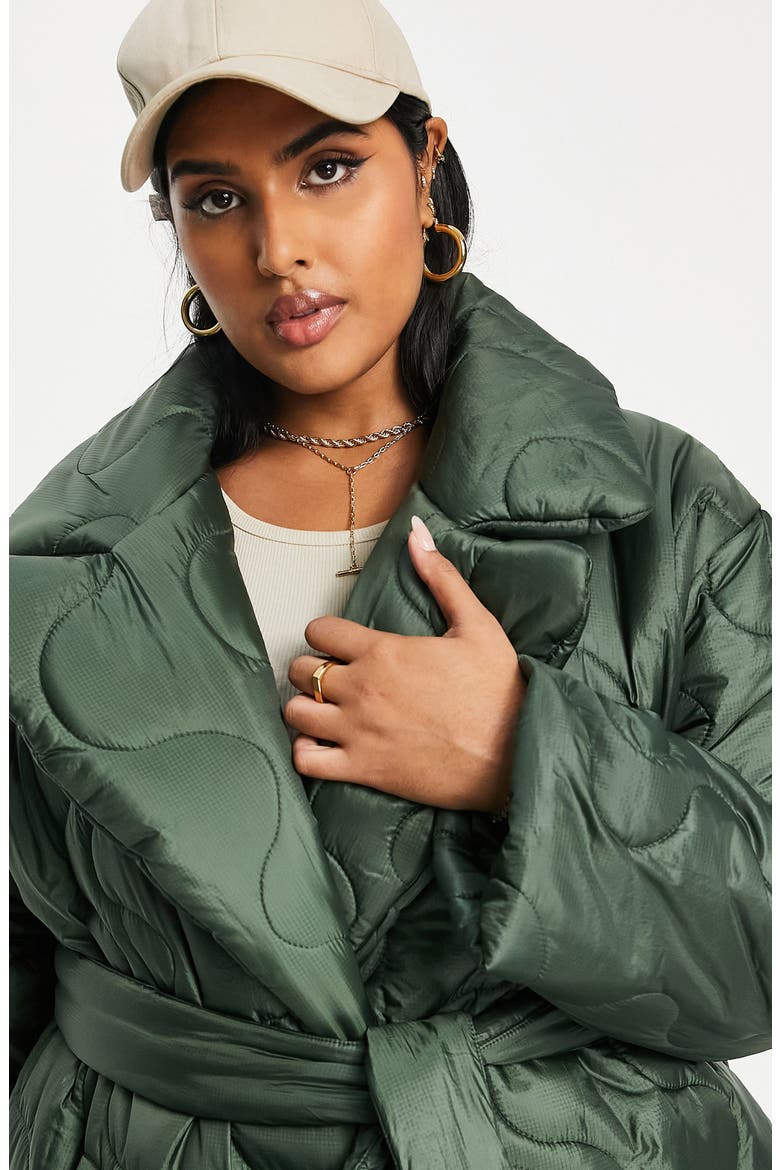 Curve Longline Quilted Jacket, Alternate, color, KHAKI
