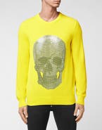 PHILIPP PLEIN Cashmere Pullover Round Neck Ls Iconic Plein With Crystals Men