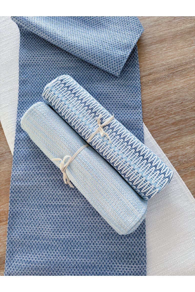 Summer Twist Indoor Outdoor Table Runner, Alternate, color, Blue