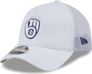 New Era Men's New Era White Milwaukee Brewers 2026 Batting Practice Apex 9FORTY Adjustable Trucker Hat