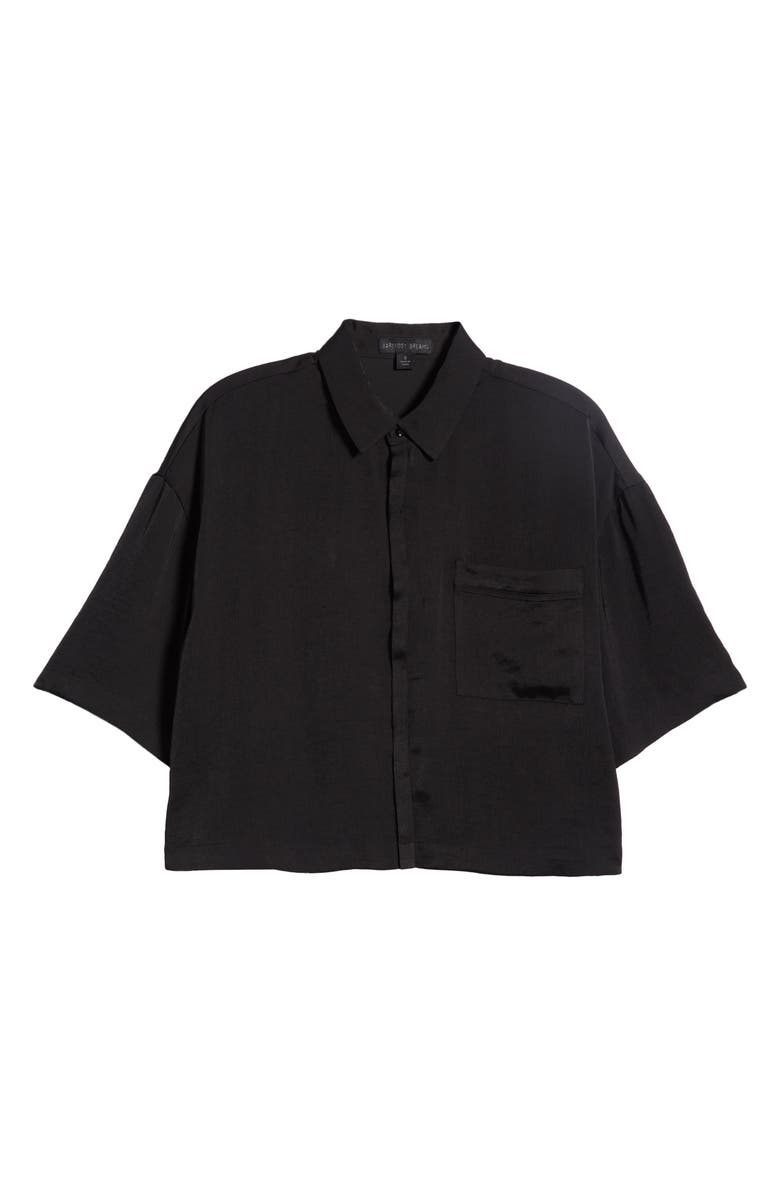 Barefoot Dreams<sup>®</sup> Dream Washed Satin Button-Up Pajama Shirt, Alternate, color, Black