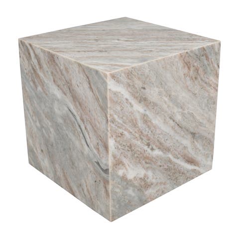 Felix 15" Contemporary Natural Marble Handmade Cube End Table