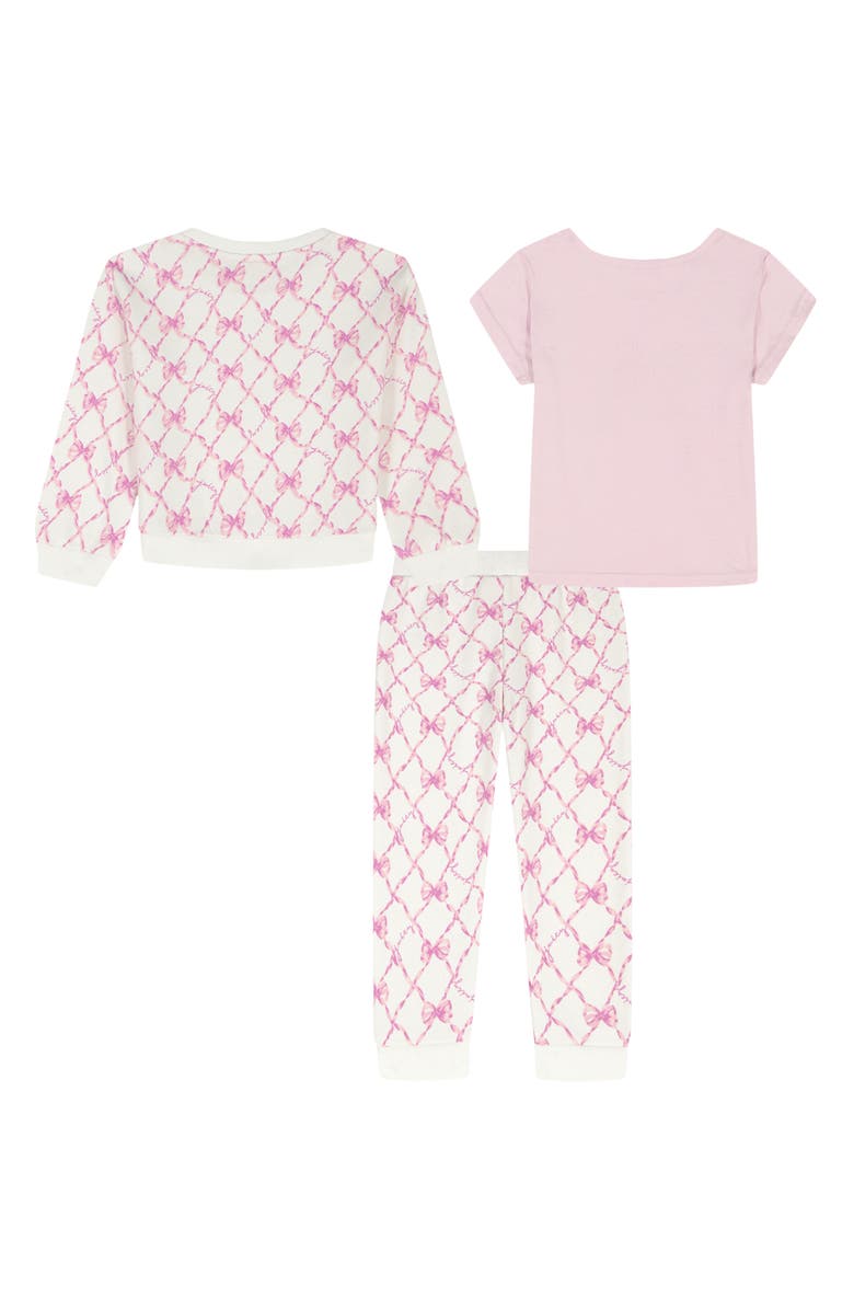 Juicy Couture Bow Print Sweatshirt, T-Shirt & Pants Set, Alternate, color, 