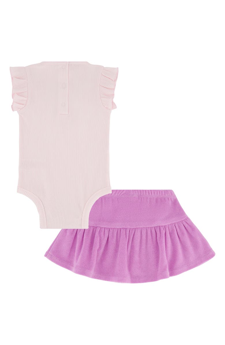 Juicy Couture Rib Ruffle Bodysuit & French Terry Skort Set, Alternate, color, Pink