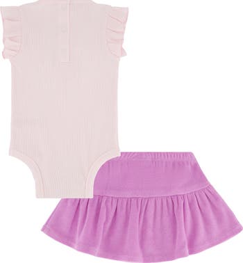 Rib Ruffle Bodysuit & French Terry Skort Set