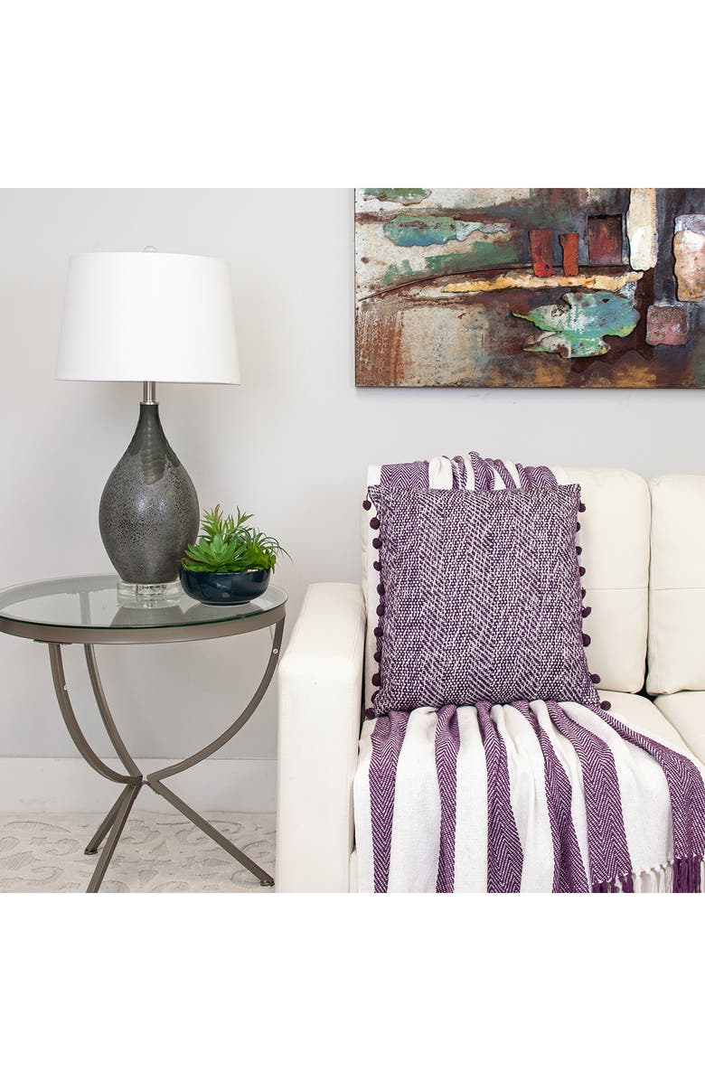 PARKLAND COLLECTION Pom Pom Trim Square Accent Pillow, Alternate, color, 