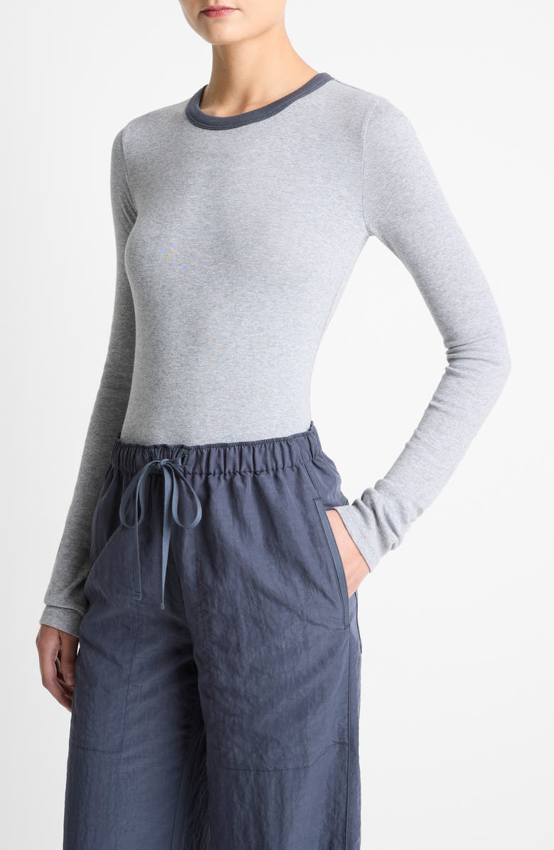 Vince Heather Tipped Long Sleeve T-Shirt, Alternate, color, Heather Thistle Combo