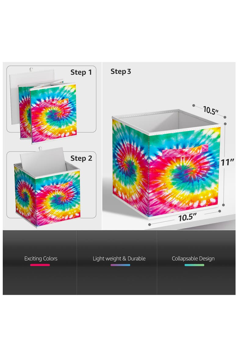 Set of 6 11-Inch Foldable Storage Bins, Alternate, color, TIE DYE