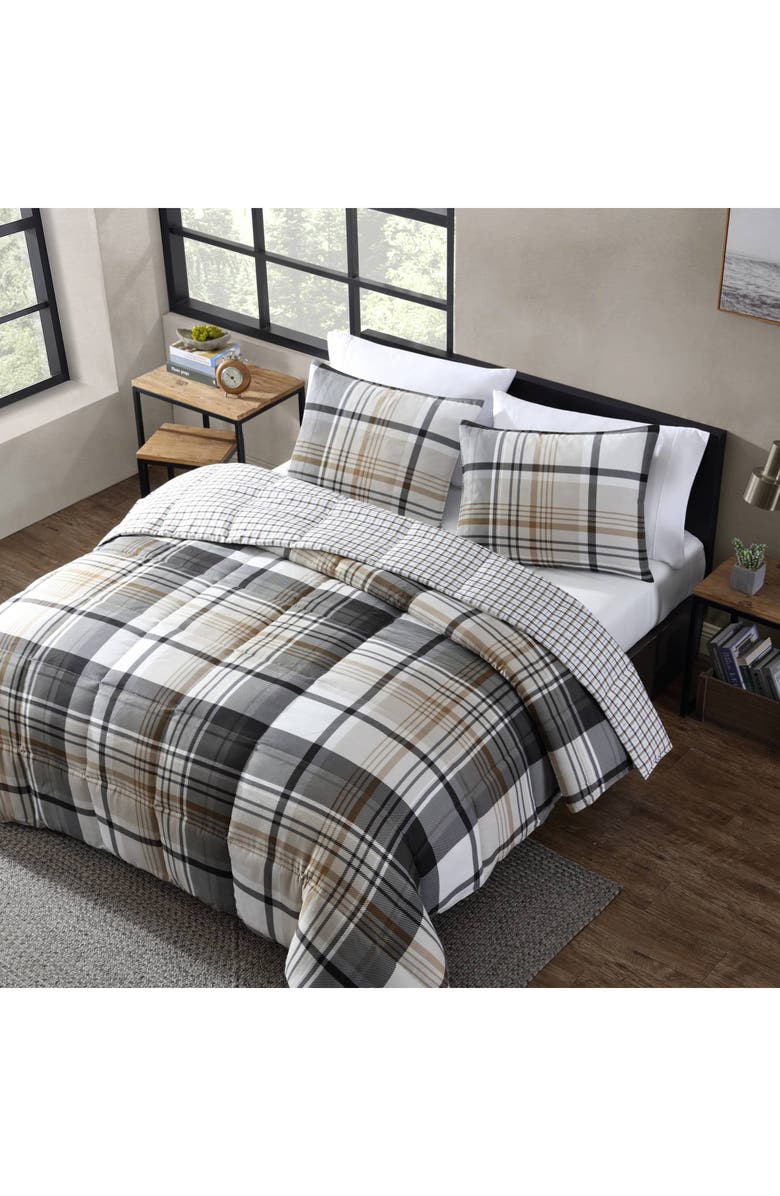Eddie Bauer Normandy Plaid Comforter Set, Alternate, color, Black
