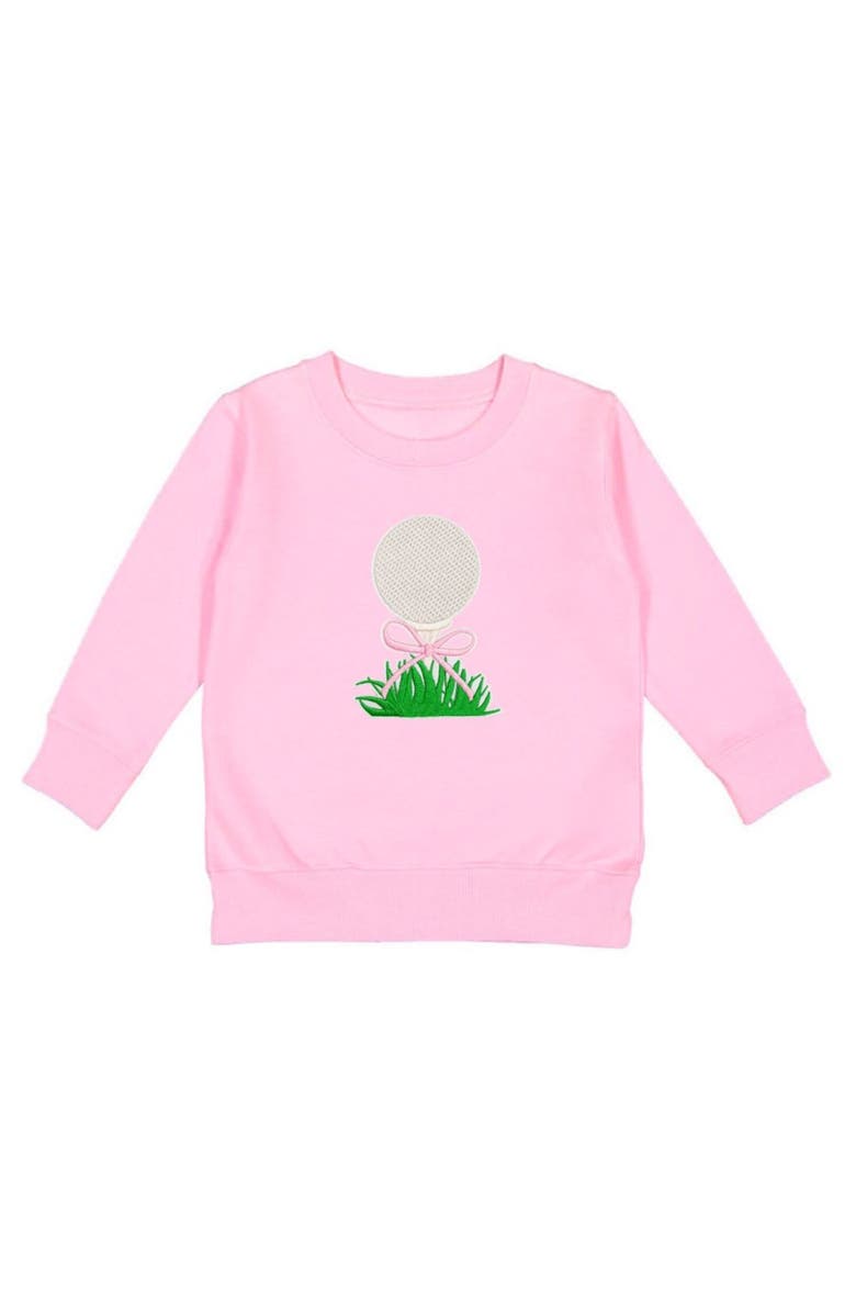 Sweet Wink Golf Tee Bow Patch Sweatshirt, Main, color, Pink