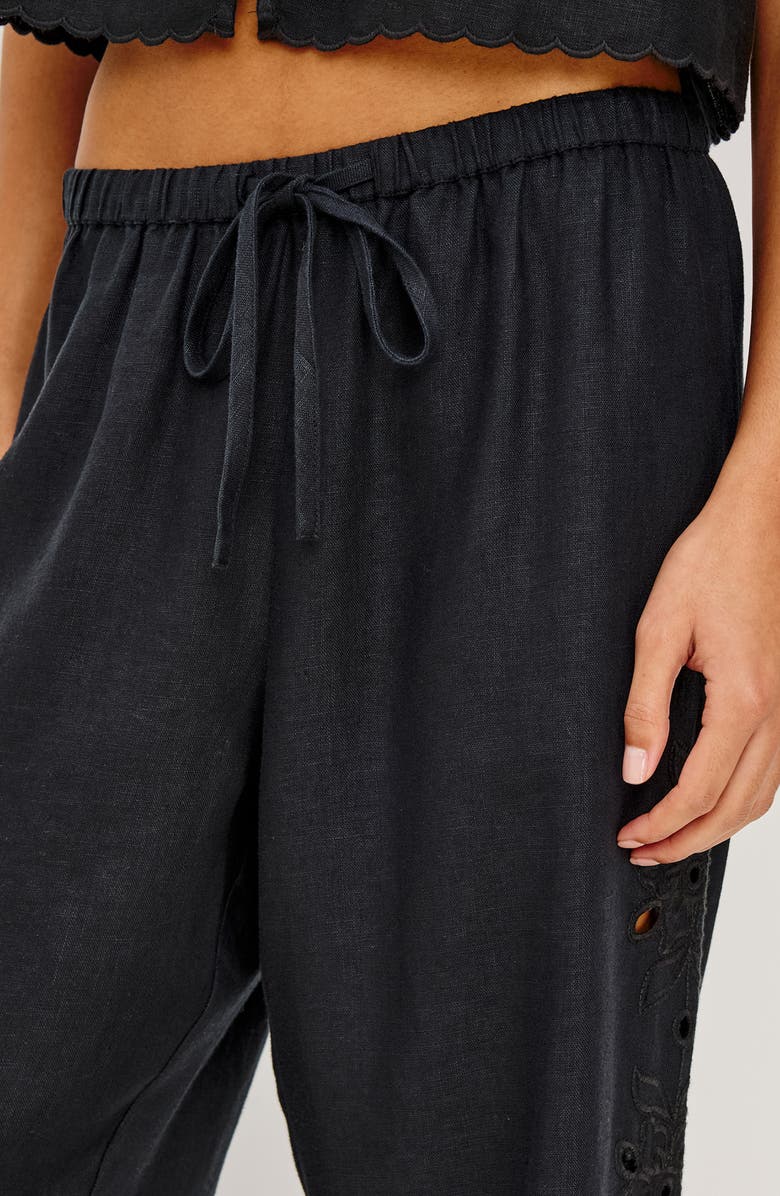 Rails Mirina Eyelet Linen Pants, Alternate, color, Black