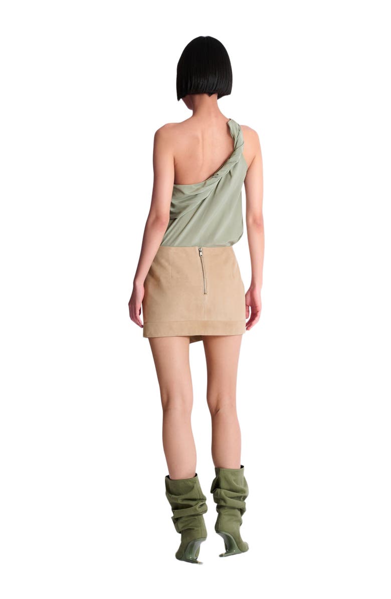 Balmain Suede wrap skirt, Alternate, color, Beige