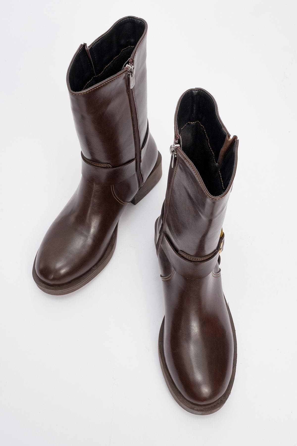 Fies Buckled Boot, Alternate, color, Brown Faux Leather