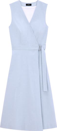 Sleeveless Linen Blend Wrap Dress