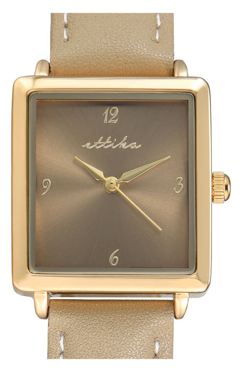 Ettika Square Case Leather Strap Watch In Brown