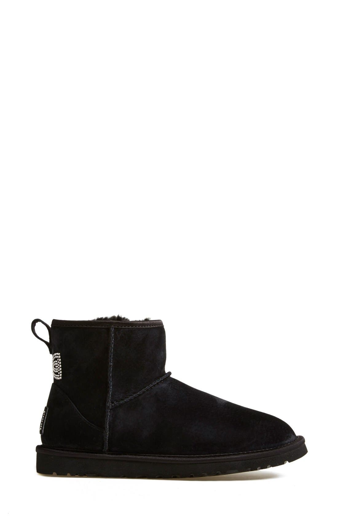 Australia 'Classic Mini - Crystal Bow' Boot, Alternate, color, BLACK