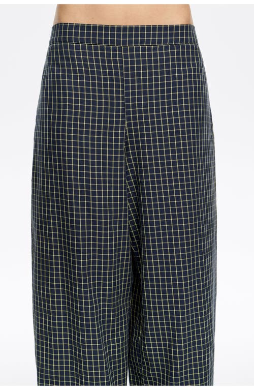Bimba Y Lola Checked Elasticated Waist Trousers In Blue